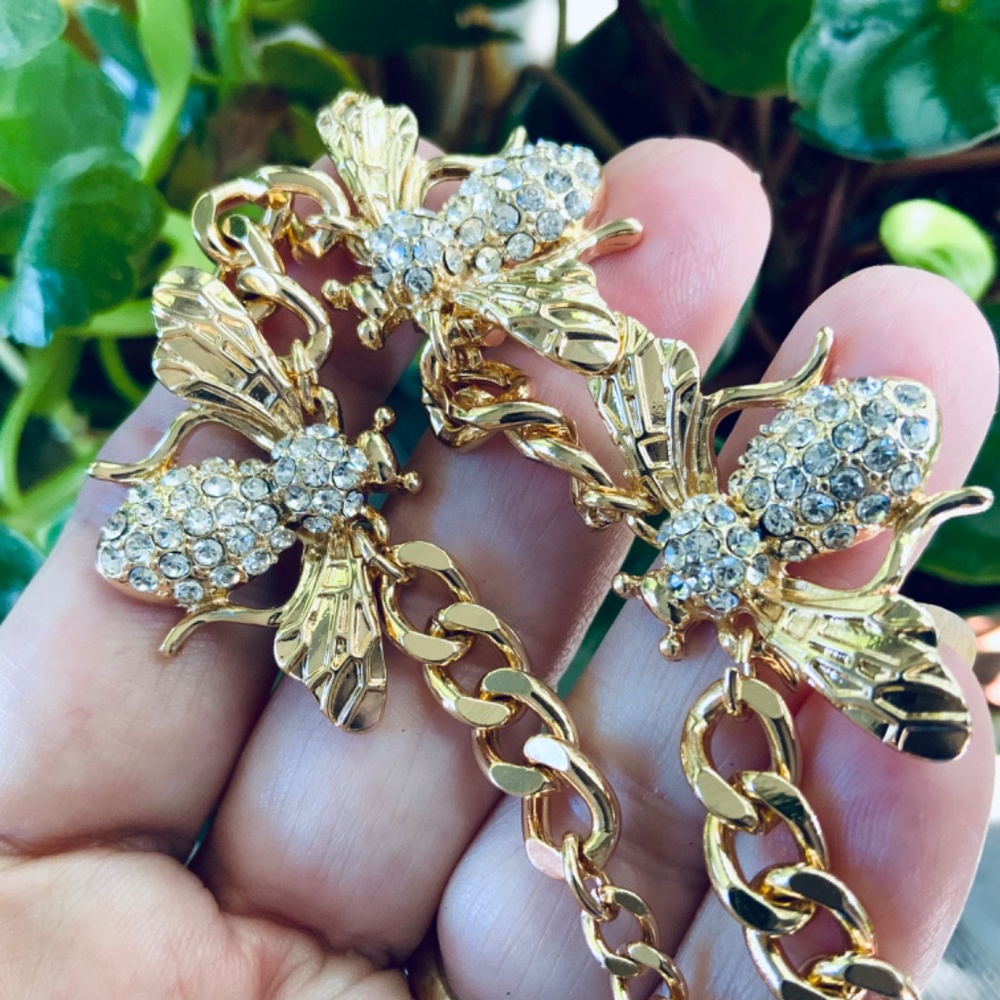 Lilly Pulitzer NECKLACE NWT Sparkling BUMBLE BEE ⭐️GOLD LINK CHAIN / CRYSTALS - Picture 13 of 13